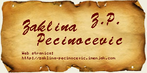 Žaklina Pečinoćević vizit kartica